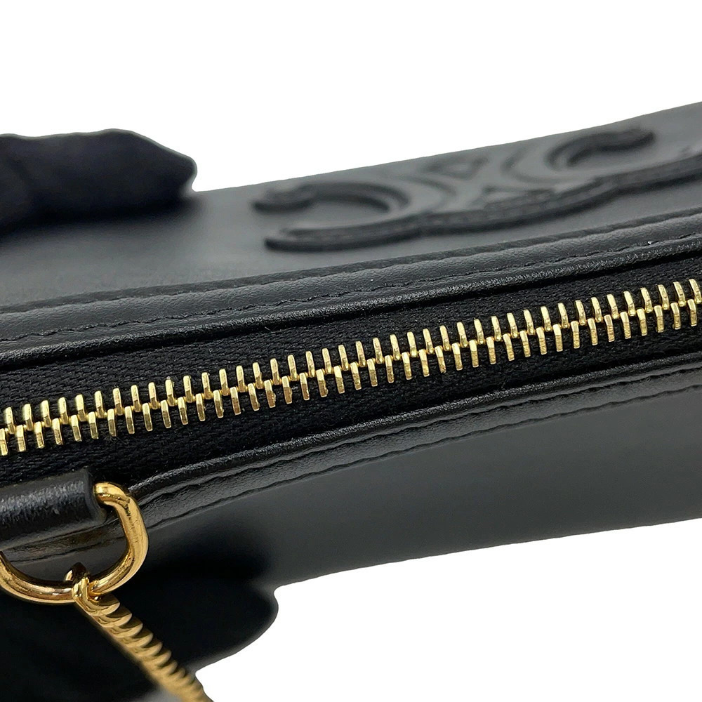 Celine Chain Shoulder Bag Cuile Triomphe Clutch Black - Picture 11 of 12
